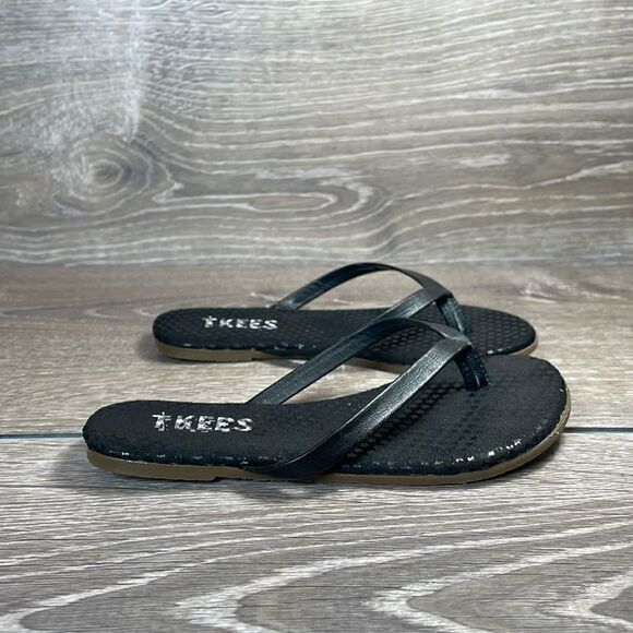 Tkees Black Thong Stars Toddler Girl Size 10/EUR 28 Slip On Flip Flop Sandals - Picture 1 of 10